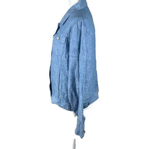 100% Linen Trucker Style Jacket L - Picture 4 of 16